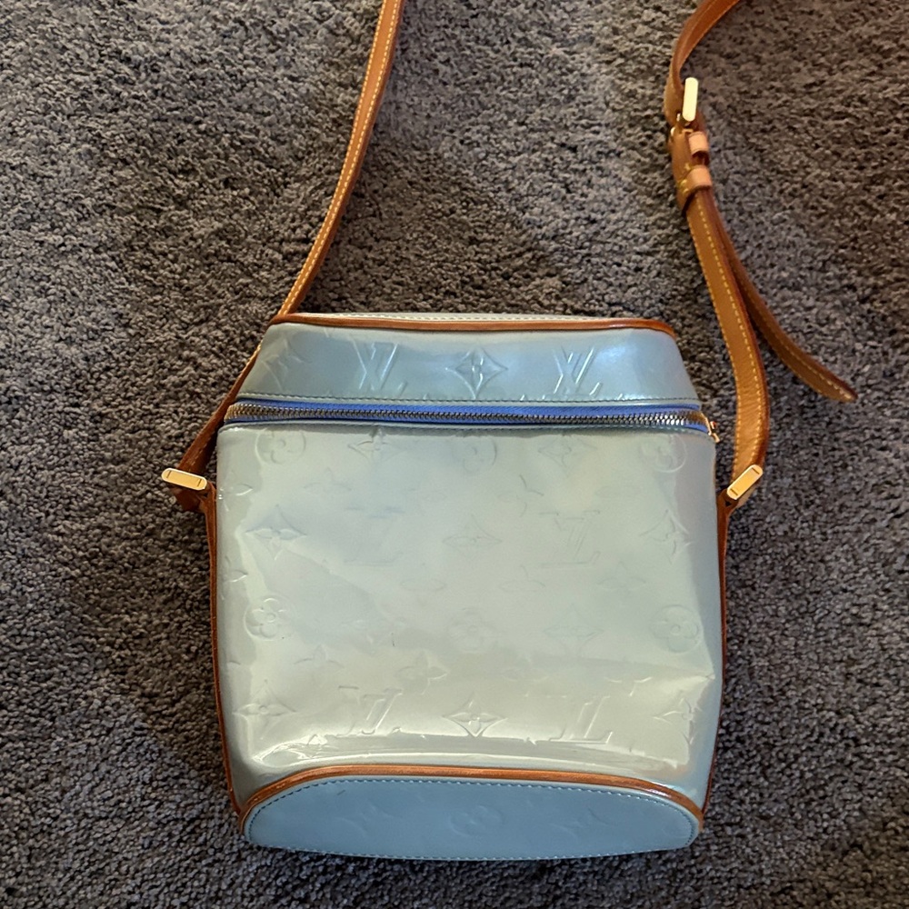 Louis Vuitton Sky Blue and Tan Crossbody Bag